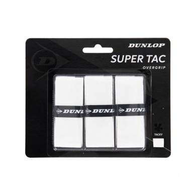 Dunlop Overgrip Super Tac 0.5mm - extremely grippy, moisture-absorbing - white - 3 pieces